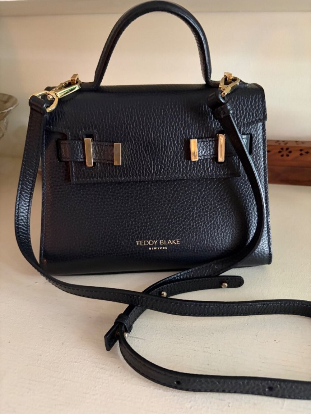 Teddy Blake Ava Black Bag 9" Leather Single Handle Small Satchel